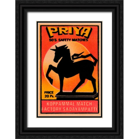 Priya 50s Safety Matches Black Ornate Wood Framed Art Print with Double Matting by Phillumenart