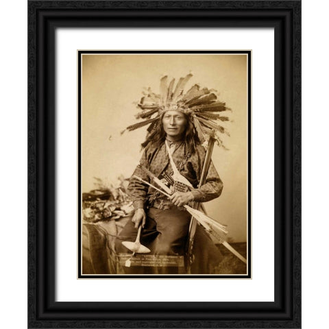 Little, the instigator of Indian Revolt at Pine Ridge, 1890 I Black Ornate Wood Framed Art Print with Double Matting by Grabill, John C.H.