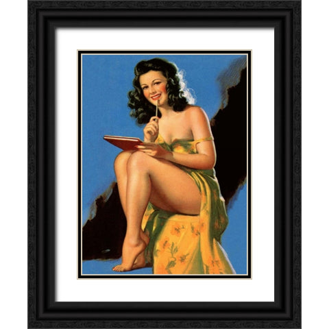 Drawing Looks Black Ornate Wood Framed Art Print with Double Matting by Unknown