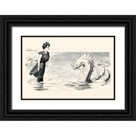 No Wonder The Sea Serpent Frequents our Coast Black Ornate Wood Framed Art Print with Double Matting by Gibson, Charles Dana