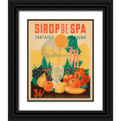Sirop de Spa Black Ornate Wood Framed Art Print with Double Matting by Vintage Booze Labels