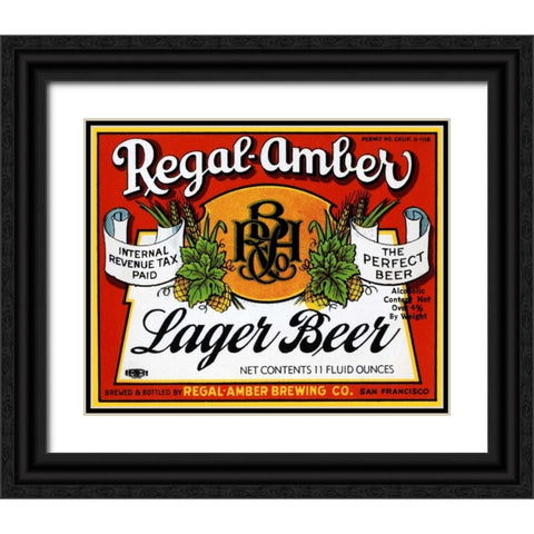 Regal-Amber Lager Beer Black Ornate Wood Framed Art Print with Double Matting by Vintage Booze Labels