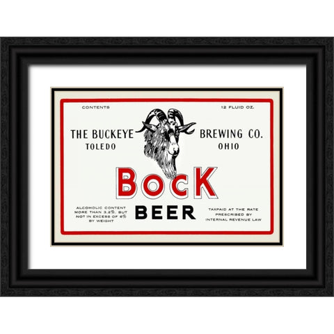 Bock Beer Black Ornate Wood Framed Art Print with Double Matting by Vintage Booze Labels