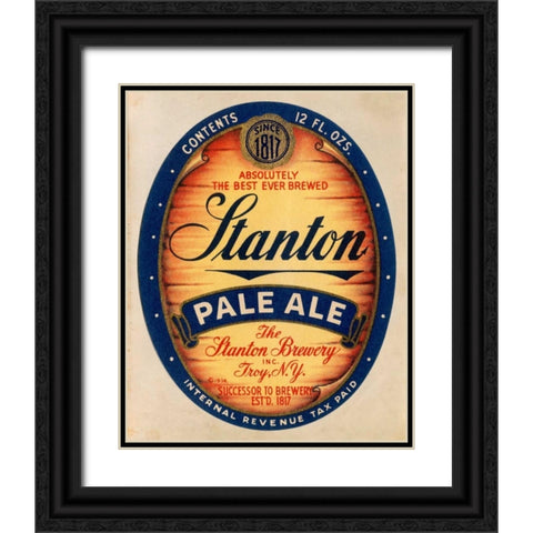 Stanton Pale Ale Beer Black Ornate Wood Framed Art Print with Double Matting by Vintage Booze Labels