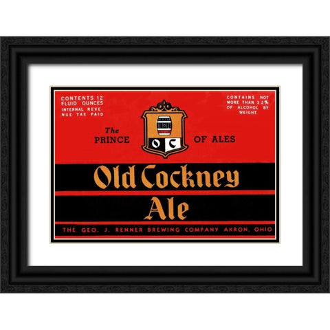 Old Cockney Ale Black Ornate Wood Framed Art Print with Double Matting by Vintage Booze Labels