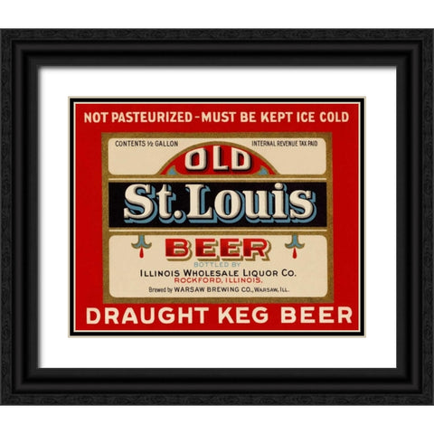 Old St. Louis Beer Black Ornate Wood Framed Art Print with Double Matting by Vintage Booze Labels