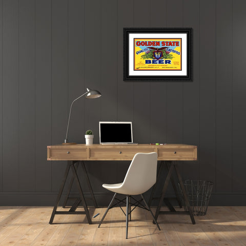 Golden State Beer Black Ornate Wood Framed Art Print with Double Matting by Vintage Booze Labels