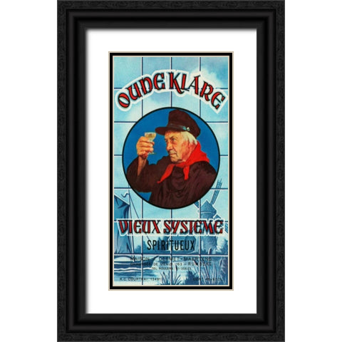 Oudeklare Vieux Systeme Spiritueux Black Ornate Wood Framed Art Print with Double Matting by Vintage Booze Labels