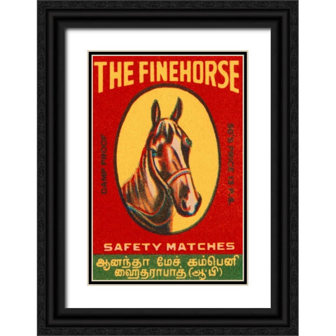 The Fine Horse Safety Matches Black Ornate Wood Framed Art Print with Double Matting by Phillumenart