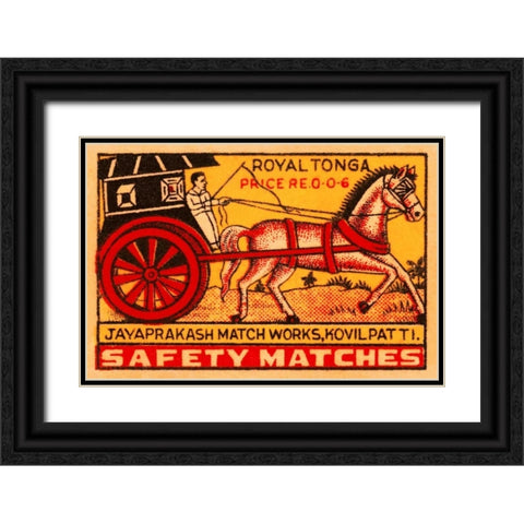 Royal Tonga Safety Matches Black Ornate Wood Framed Art Print with Double Matting by Phillumenart