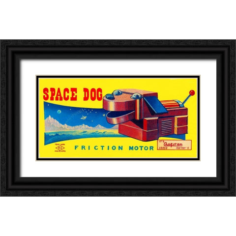 Space Dog Black Ornate Wood Framed Art Print with Double Matting by Retrobot