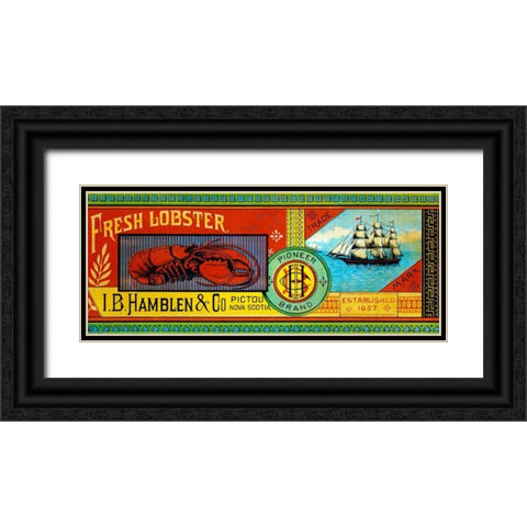 Pioneer Brand Fresh Lobster Black Ornate Wood Framed Art Print with Double Matting by Retrolabel