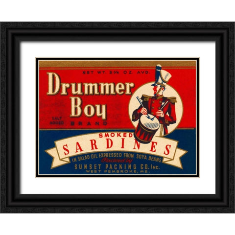Drummer Boy Smoked Sardines Black Ornate Wood Framed Art Print with Double Matting by Retrolabel