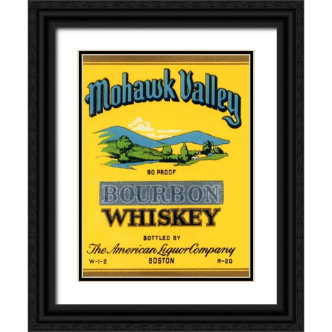 Mohawk Valley Bourbon Whiskey Black Ornate Wood Framed Art Print with Double Matting by Vintage Booze Labels