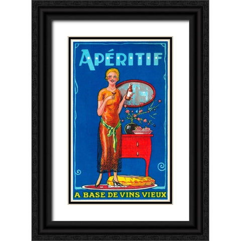 Aperitif Black Ornate Wood Framed Art Print with Double Matting by Vintage Booze Labels