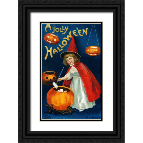 A Jolly Halloween Black Ornate Wood Framed Art Print with Double Matting by Halloween