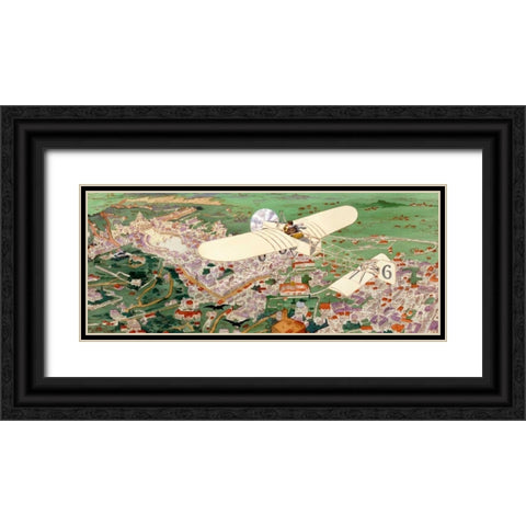 Rome to Paris by air non-stop Black Ornate Wood Framed Art Print with Double Matting by Inventions