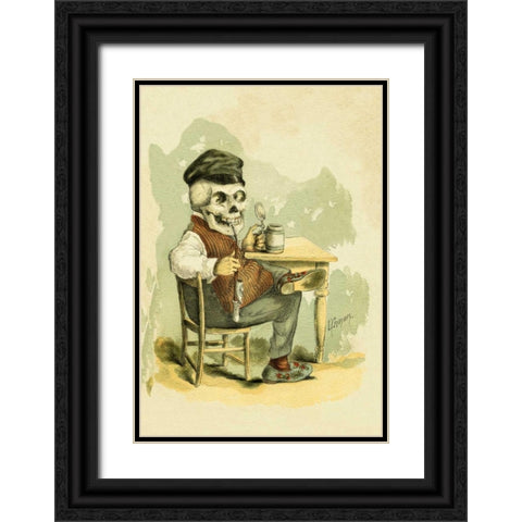 Death Tips a Pint Black Ornate Wood Framed Art Print with Double Matting by Frusius