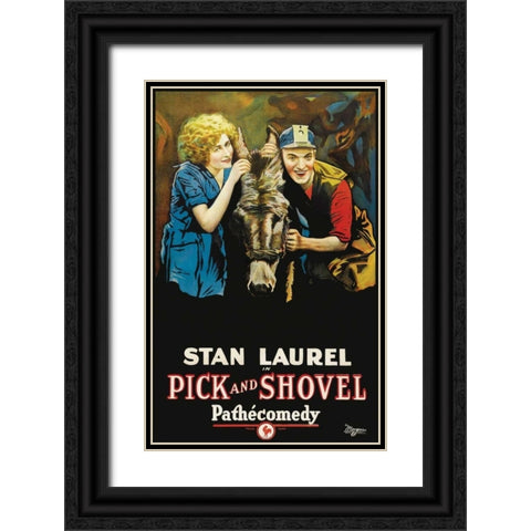 Movie Poster: Stan Laurel in Pick and Shovel Black Ornate Wood Framed Art Print with Double Matting by Pathecomdey