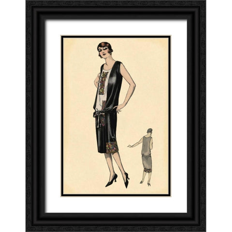 Elegance in Black Black Ornate Wood Framed Art Print with Double Matting by Vintage Fashion