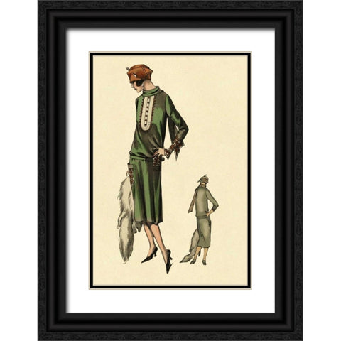 With Stole Black Ornate Wood Framed Art Print with Double Matting by Vintage Fashion