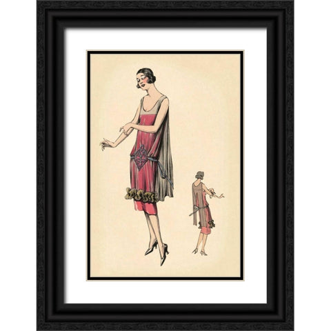 Raven-Haired Black Ornate Wood Framed Art Print with Double Matting by Vintage Fashion