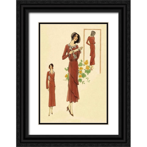 Dainty Fashions in Red Black Ornate Wood Framed Art Print with Double Matting by Vintage Fashion