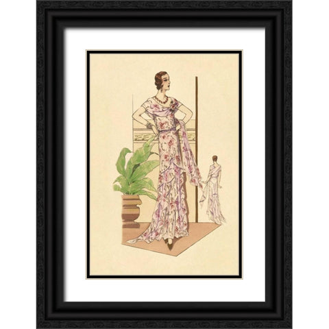 Layered Summer Dress in Flower Print Black Ornate Wood Framed Art Print with Double Matting by Vintage Fashion