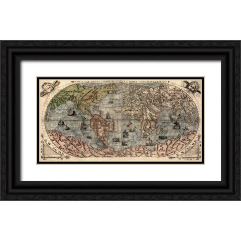 Universal Description of the Whole World Black Ornate Wood Framed Art Print with Double Matting by Forlani, Paolo