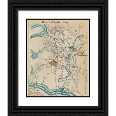 Battle of Antietam or Sharpsburg #1 Black Ornate Wood Framed Art Print with Double Matting by Unknown
