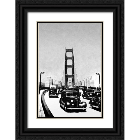 The Golden Gate Bridge, San Francisco, CA Black Ornate Wood Framed Art Print with Double Matting by Vintage San Francisco