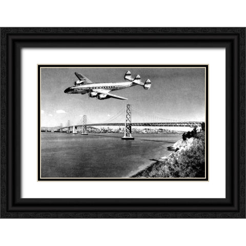 Leaving San Francisco Black Ornate Wood Framed Art Print with Double Matting by Vintage San Francisco