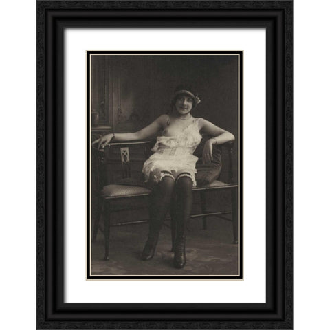 The Tranquility of the Drawing Room Black Ornate Wood Framed Art Print with Double Matting by Vintage Nudes