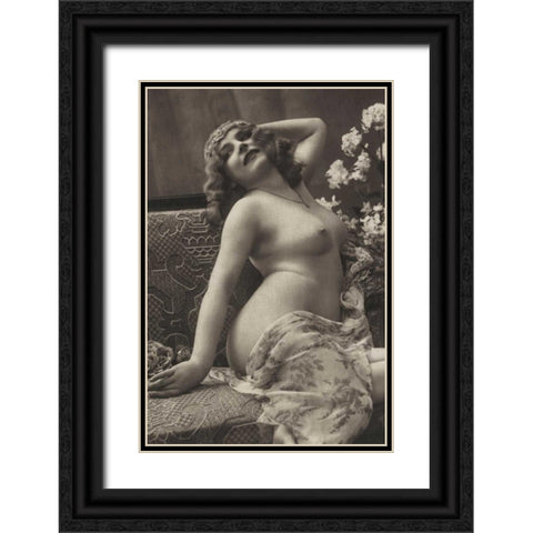 Voluptuousness Black Ornate Wood Framed Art Print with Double Matting by Vintage Nudes