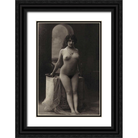 The Pearl Necklace Black Ornate Wood Framed Art Print with Double Matting by Vintage Nudes