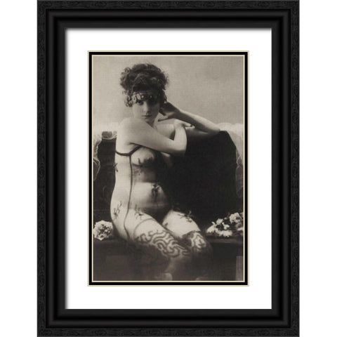 The Dress of Tulle Black Ornate Wood Framed Art Print with Double Matting by Vintage Nudes