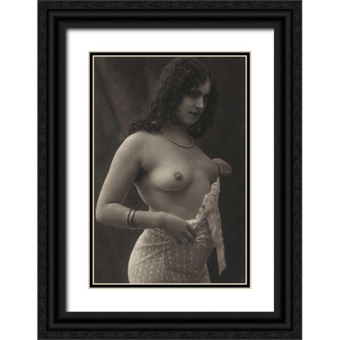 Without a Blouse Black Ornate Wood Framed Art Print with Double Matting by Vintage Nudes