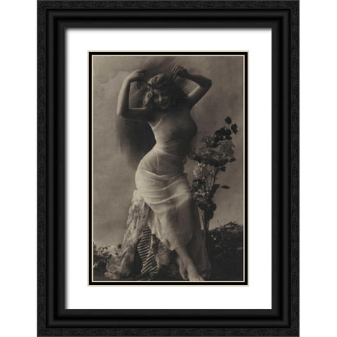 The Pearl Diadem Black Ornate Wood Framed Art Print with Double Matting by Vintage Nudes
