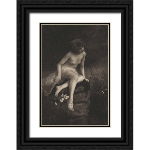 Beside the Pond Black Ornate Wood Framed Art Print with Double Matting by Vintage Nudes