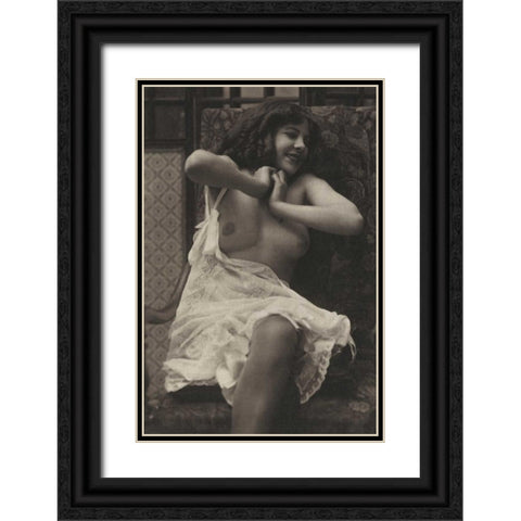 Sudden Joy Black Ornate Wood Framed Art Print with Double Matting by Vintage Nudes