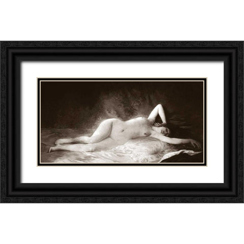 The Nap Black Ornate Wood Framed Art Print with Double Matting by Vintage Nudes