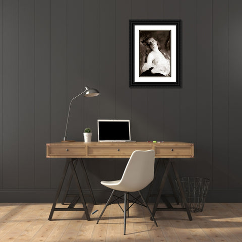 An Inviting Nude Black Ornate Wood Framed Art Print with Double Matting by Vintage Nudes