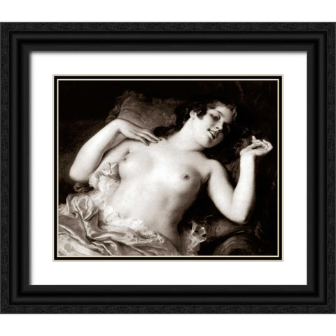 Grace Black Ornate Wood Framed Art Print with Double Matting by Vintage Nudes
