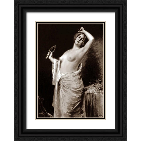 Vanity Black Ornate Wood Framed Art Print with Double Matting by Vintage Nudes