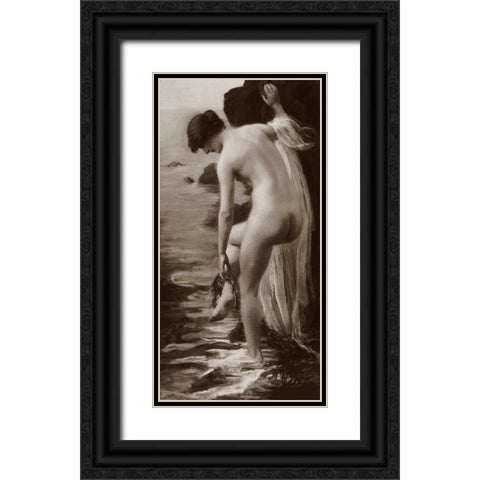 Salt Water Bath Black Ornate Wood Framed Art Print with Double Matting by Vintage Nudes