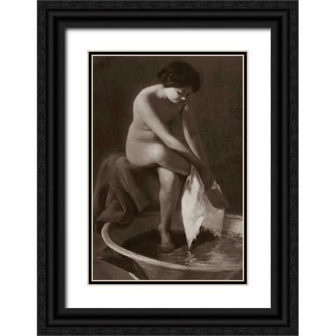 The Foot Washer Black Ornate Wood Framed Art Print with Double Matting by Vintage Nudes