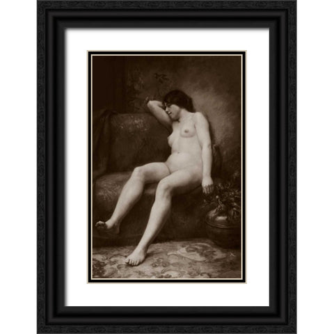 The Siesta Black Ornate Wood Framed Art Print with Double Matting by Vintage Nudes