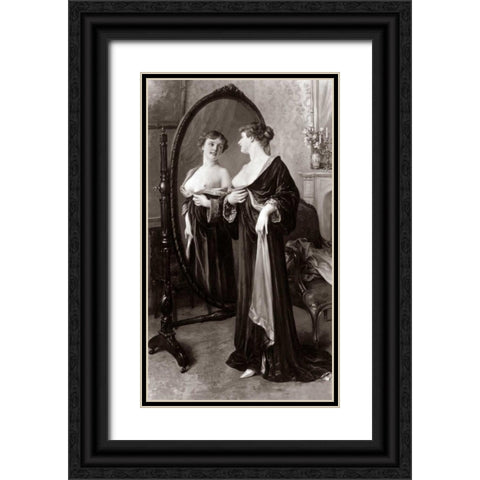 Satisfaction Black Ornate Wood Framed Art Print with Double Matting by Vintage Nudes