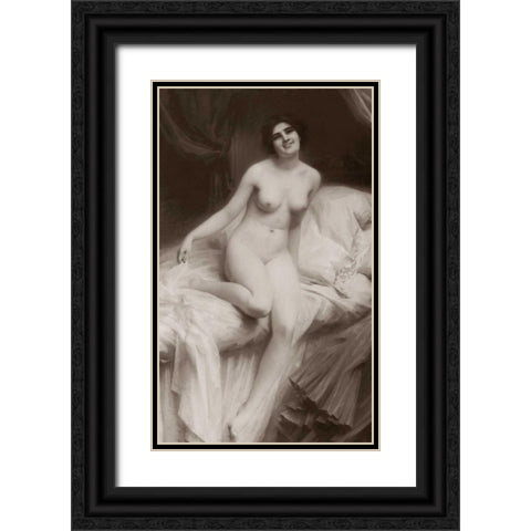 The Awakening Black Ornate Wood Framed Art Print with Double Matting by Vintage Nudes