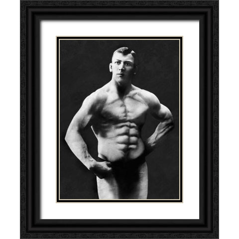 Perfect Abs Black Ornate Wood Framed Art Print with Double Matting by Vintage Muscle Men